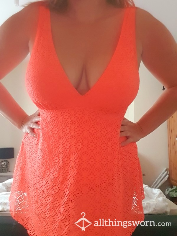 Orange Swimsuit With Dress Overlear