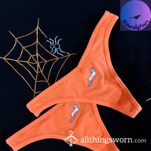 🧡 Orange Thong, Ribbed Cotton, Halloween ~ Worn To Your Liking