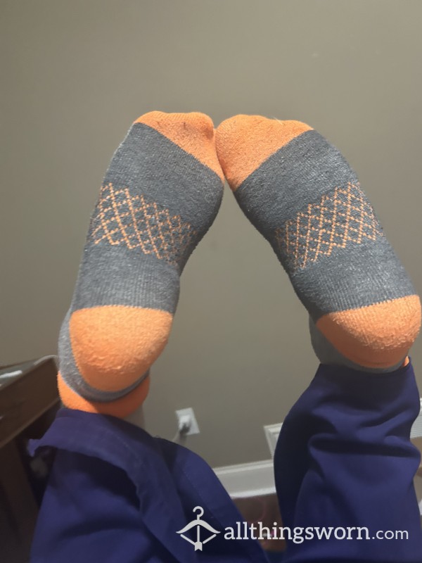 Orange/grey Socks With 24hr Wear! Eat Them Up Baby!