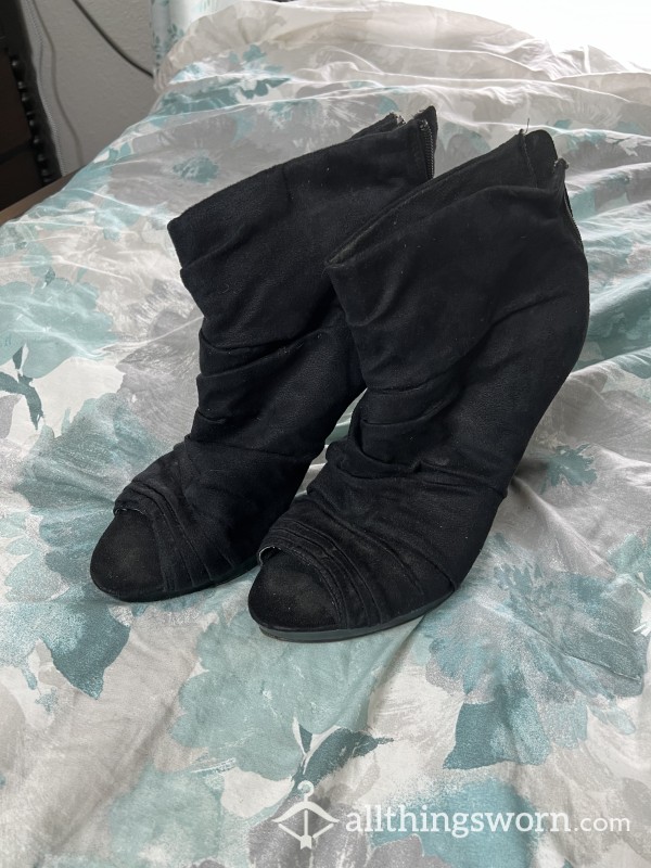 Black Peep Toe Heels, Size 10