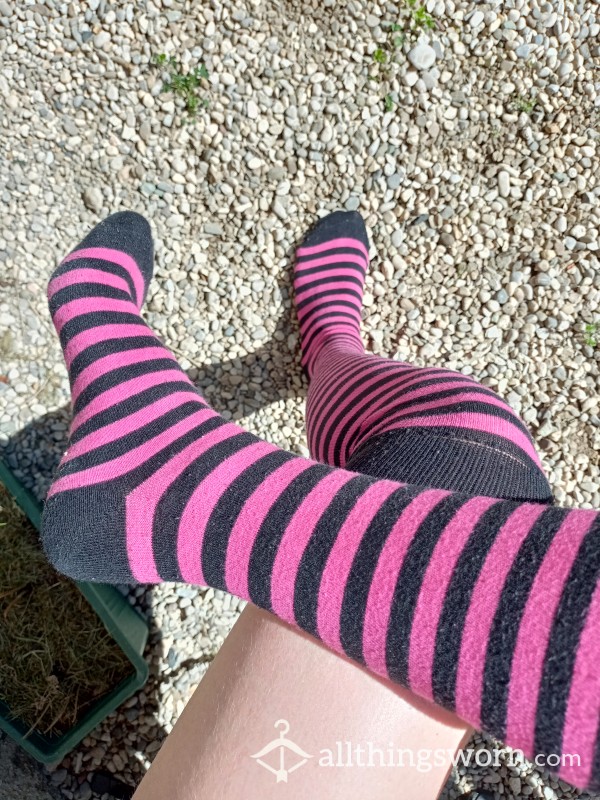 Over Knee Socks, Black Pink, Cotton, Sweaty And Nice Smell From The Gym