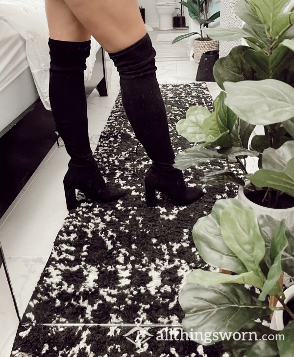 Over The Knee Black Tight High Heels