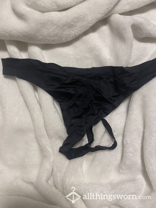 Over Worn Black Volleyball Thong