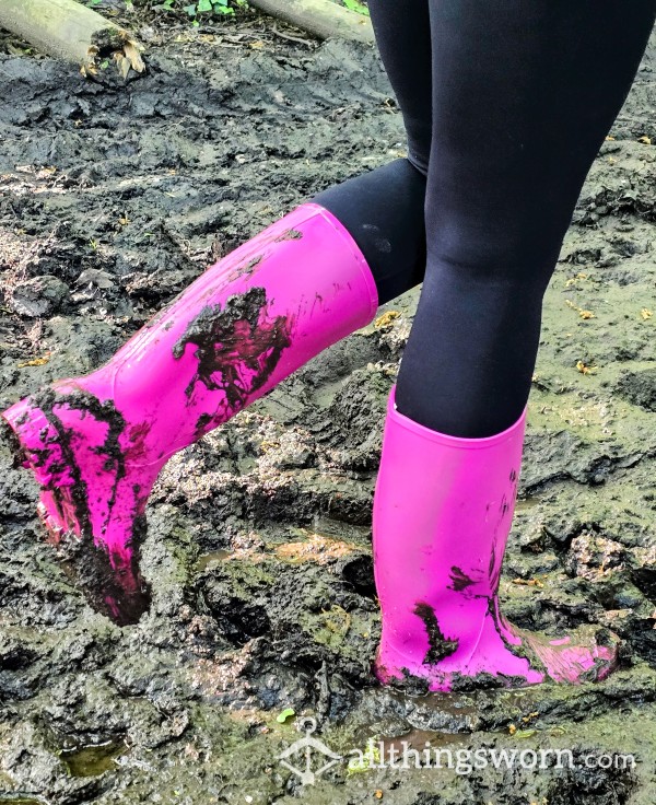 Own My Well Worn Dirty Pink Wellies ! - I Can Stand In Anything You Like To Make Them Really Grubby