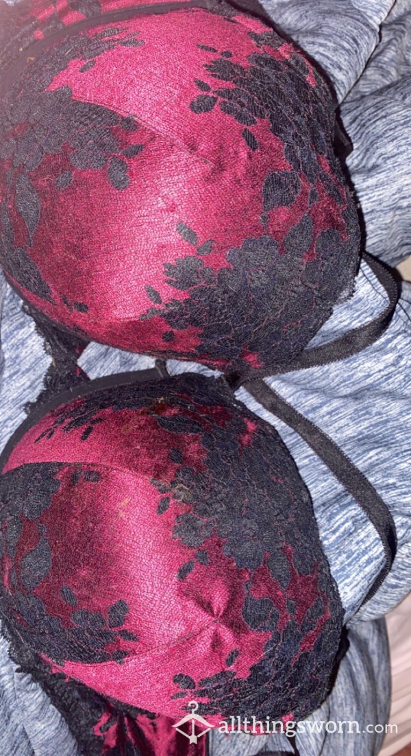Padded Wine Color Laced Bra