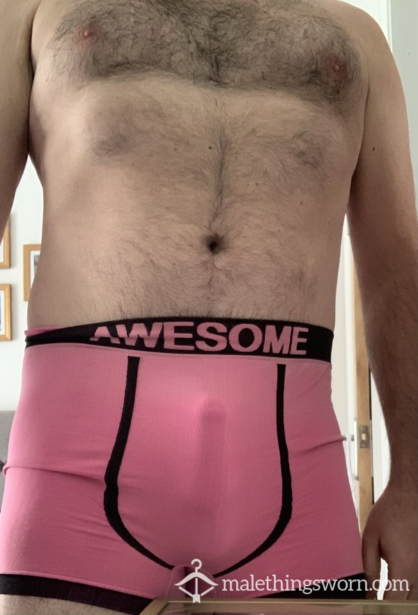 NOW SOLD;Pair Of My Used Pink Boxers. Hand Prints On Cheeks!