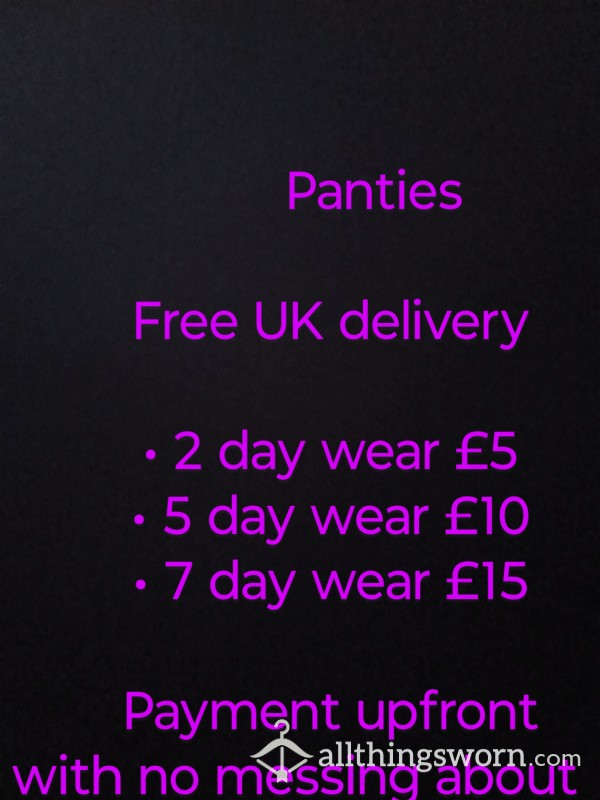 Pantie Wearing Price List