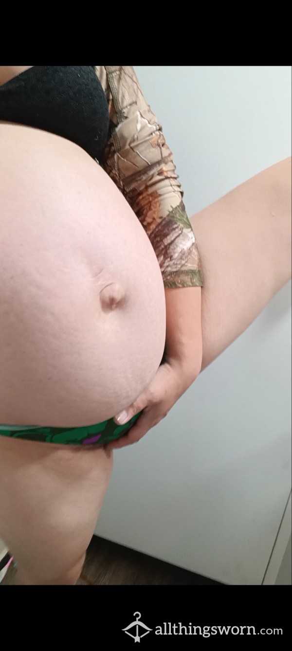 Panties- Cum Filled Hard To Reach 😻 With Full Pregnant Belly