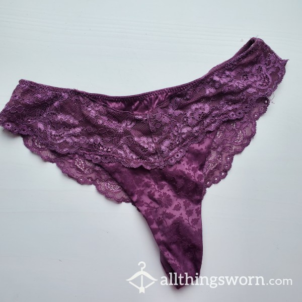 Panties. Thong. Lace And Silk. Purple