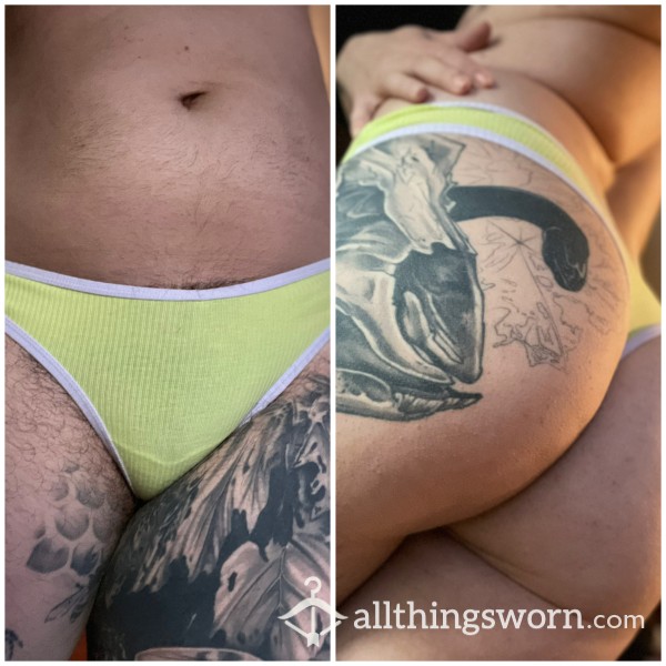 SALE! Panty Of The Day: 3/27 | Chartreuse Cotton Ribbed Thong | Gym Day | Vac Sealed, US Shipping & Tracking Included