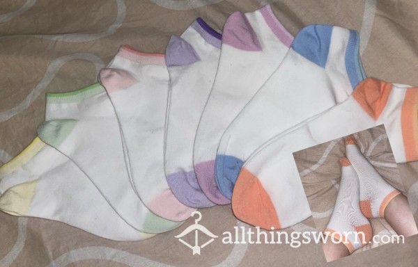Pastel And White Trainer Socks