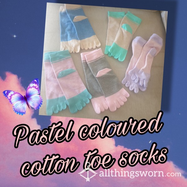 Pastel Coloured Cotton Toe Socks