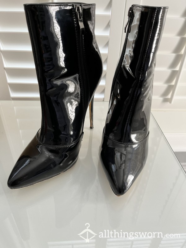 Patent Black High Heel Party Boots