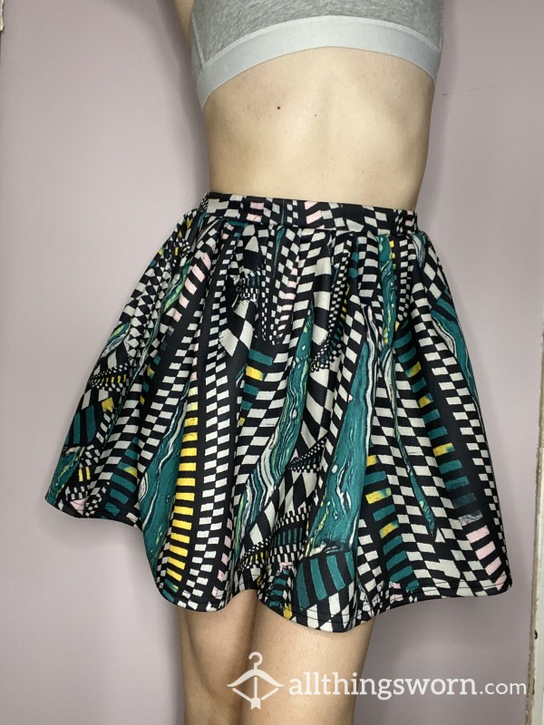 Patterned Silky Mini Skirt
