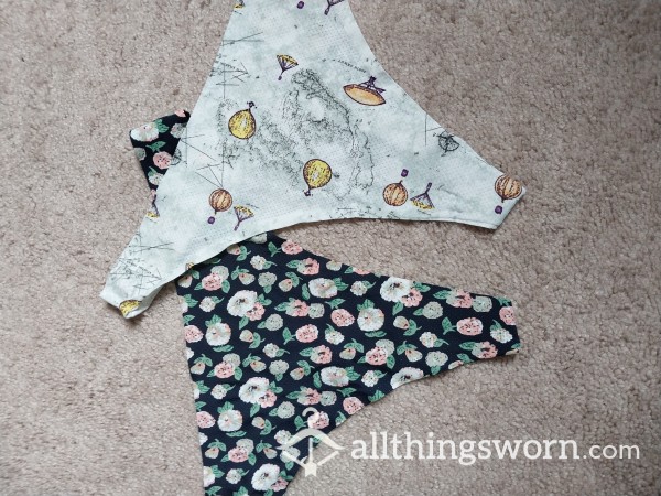 Patterned Thongs With Cotton Gusset