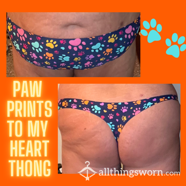 Paw Prints To My Heart Thong