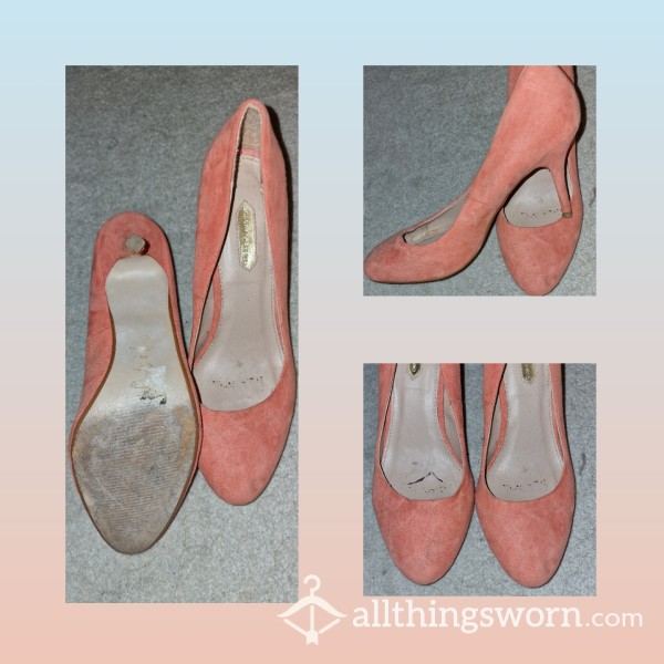 Peach High Heels | Well-worn | Dirty | Size 6 (UK)