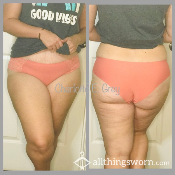 Peach Panty With Lace Inlays