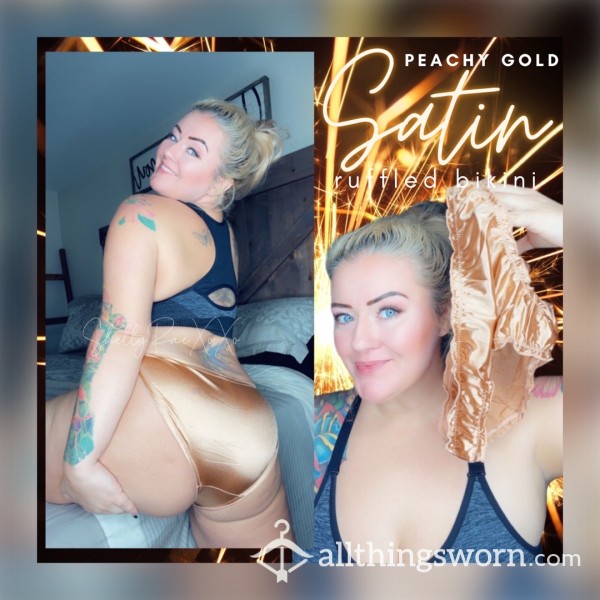 Peachy Gold Satin Ruffled Bikini