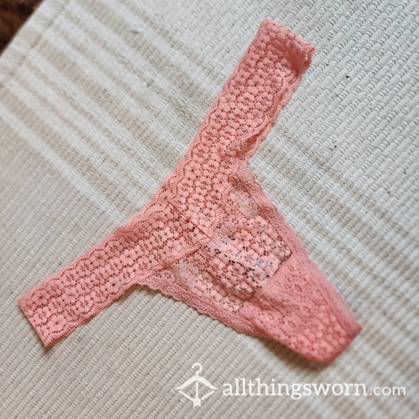 Peachy Pink Lace Thong