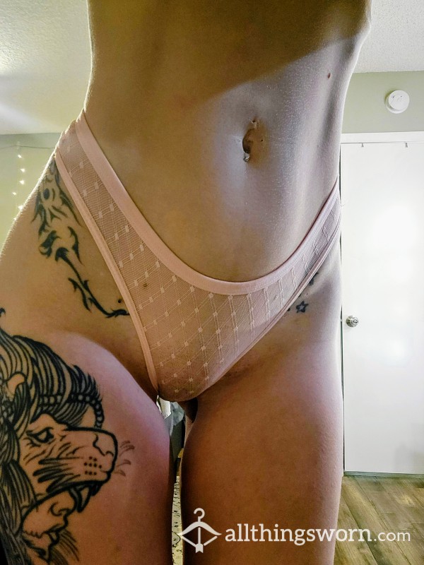 Peachy Pink Mesh Thong Panties 😍