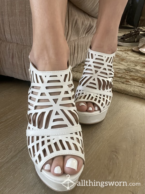 Pearl White Wedge Heels