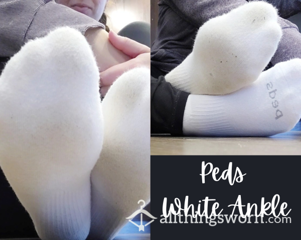 👣 Peds White Ankle Socks  -  Let's Get These Nice And Dirty For You 😈 - Worn 72hr Upon Purchase