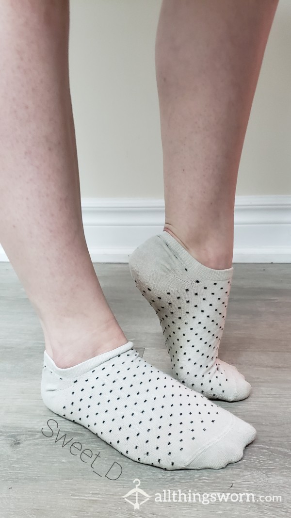 Photo Shoot With White Polka Dot Ankle Socks