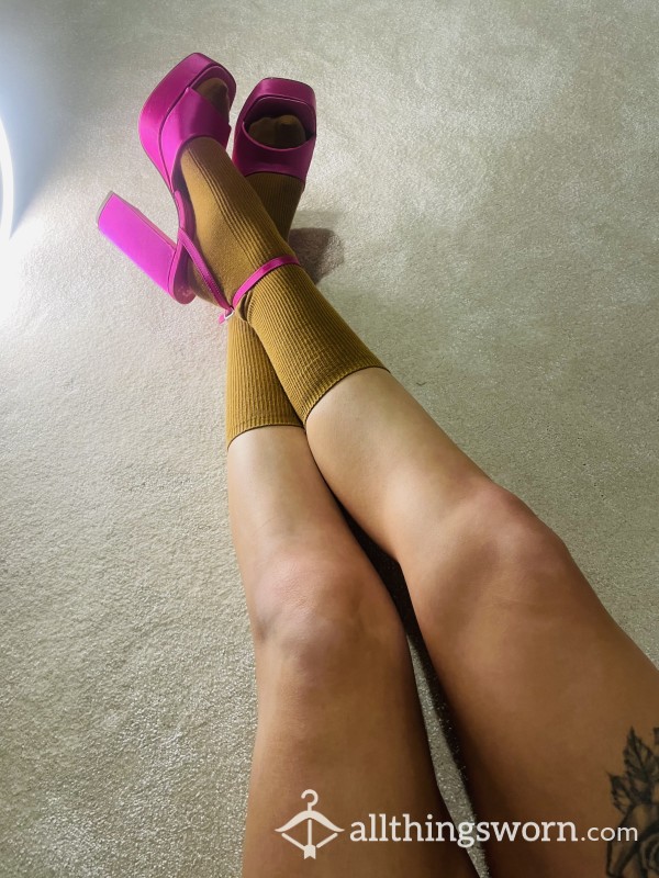 Pick Heels With Carmel Socks.