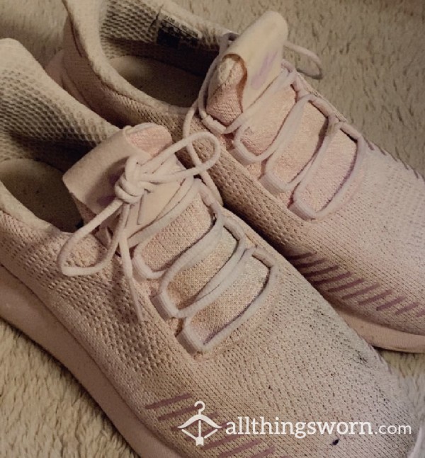 🎀 Pink Adidas Running Trainers ♡ + Photo-Set ♡ Sweaty Gym Shoes ♡ Size 5 UK