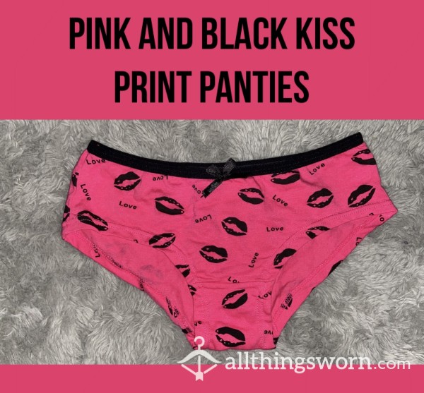 *reduced* Pink And Black Kiss Print Panties💋