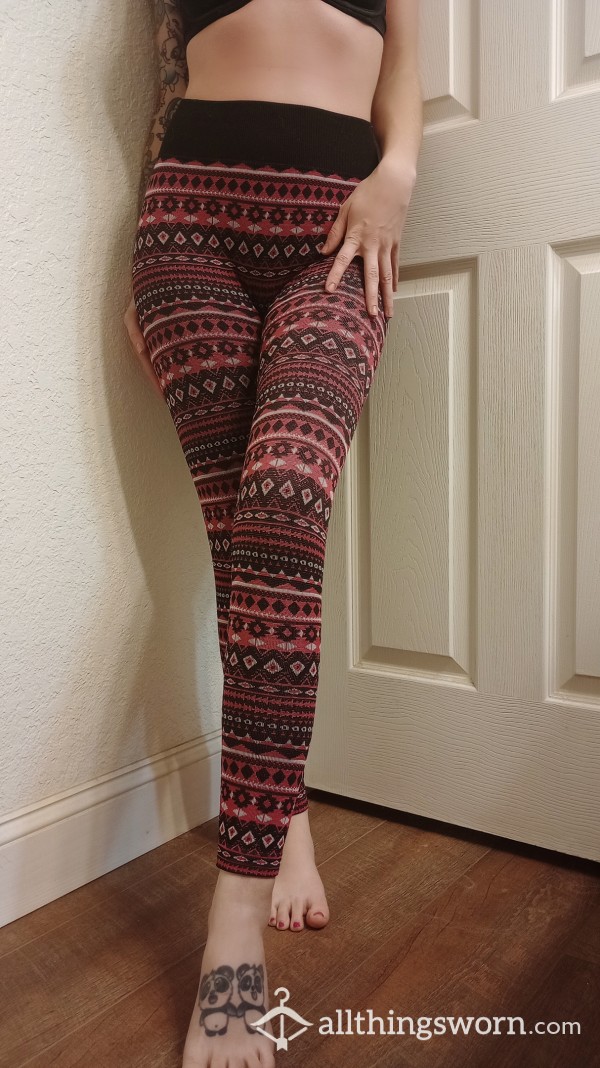 Pink And Black Pattern Thick Leggings