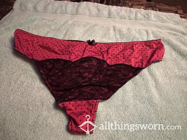 PINK AND BLACK THONG- WORN OR CLEAN