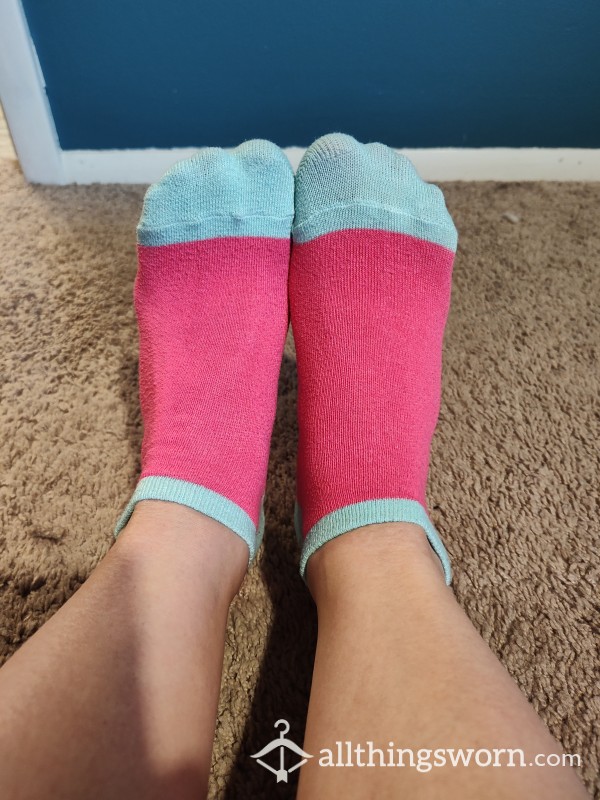 Sweet Sweaty Pink And Blue Ankle Socks
