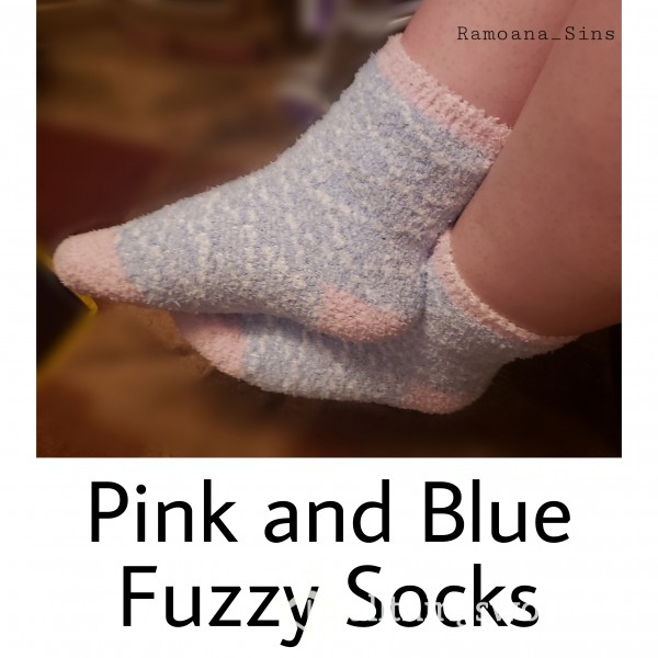 Pink And Blue Fuzzy Socks