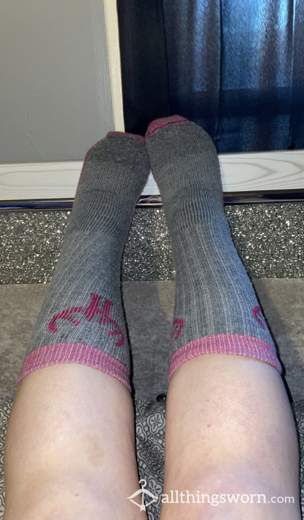 Pink And Gray Boot Socks