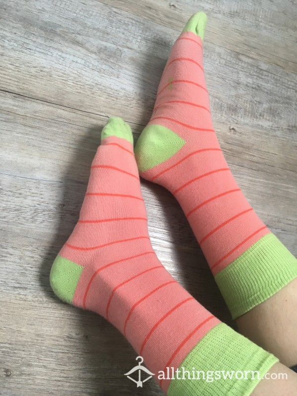 Pink And Green Socks