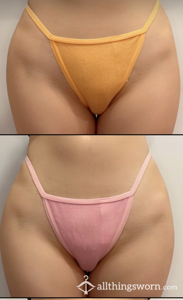Pink And Orange Traditional Classic "T" G-string Thong Bundle Ribbed