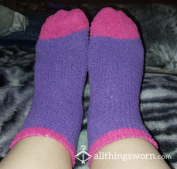 Pink And Purple Fuzzy Socks