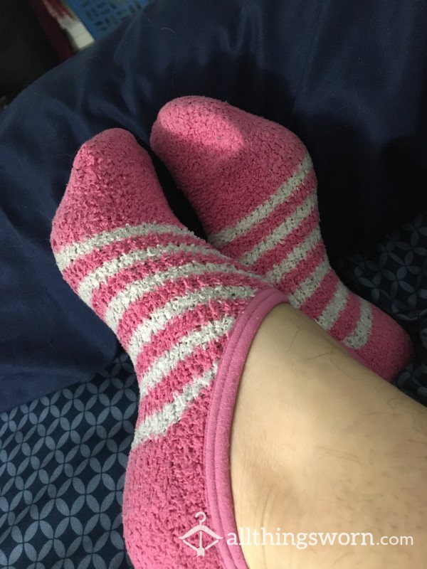 Pink And White Ankle Fuzzies