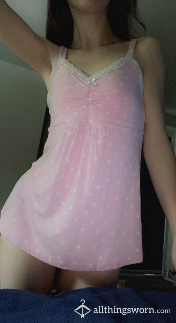 Pink And White Polka Dot Nightie Top