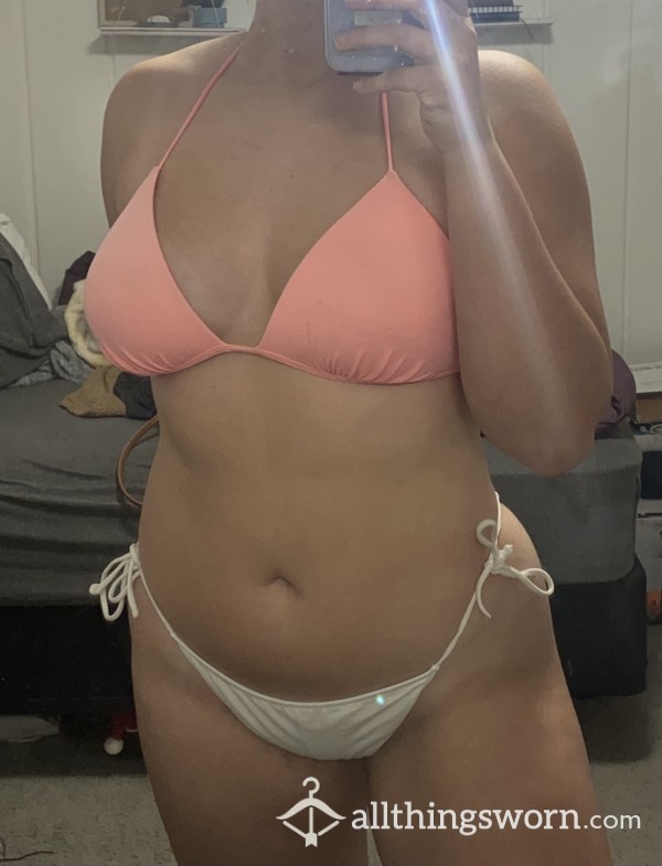 Pink And White String Bikini