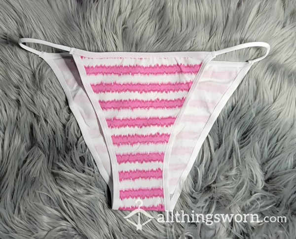 SOLD- Pink And White Striped Bikini Panties