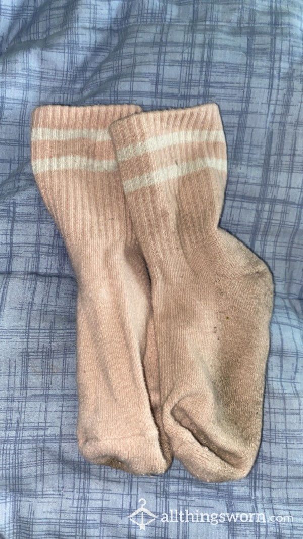 Pink And White Stripped Socks