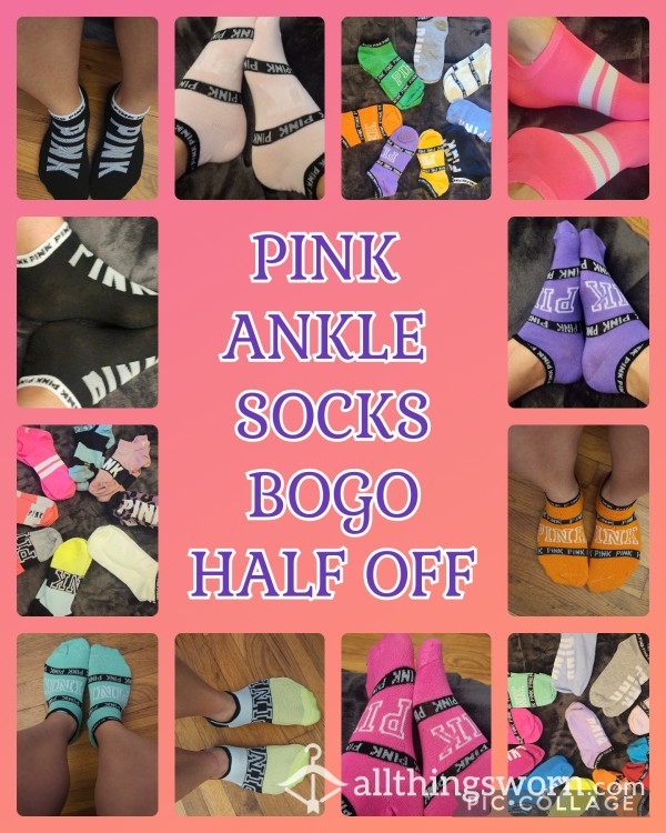 PINK Ankle Socks Bogo Half Off Include Wear Pics