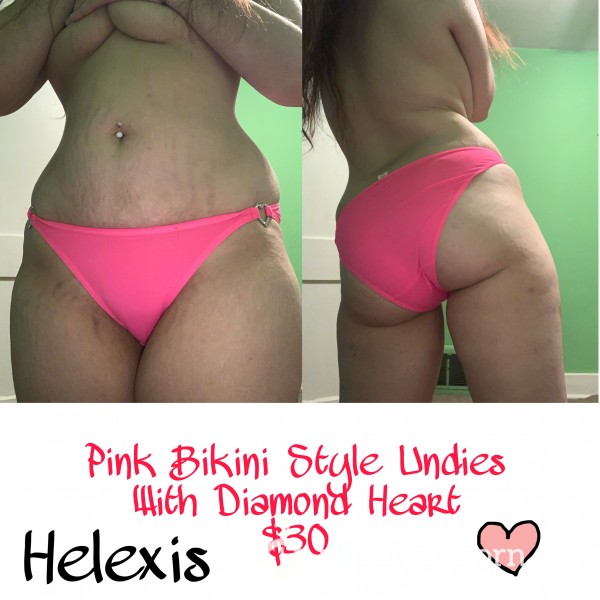 💓 Pink Bikini Style Undies W/ Diamond Heart 💎 $15 Price Drop