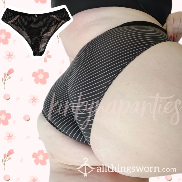Pink & Black Pinstripe Scrunch-Butt Cheekies - Includes 48-hour Wear & U.S. Shipping