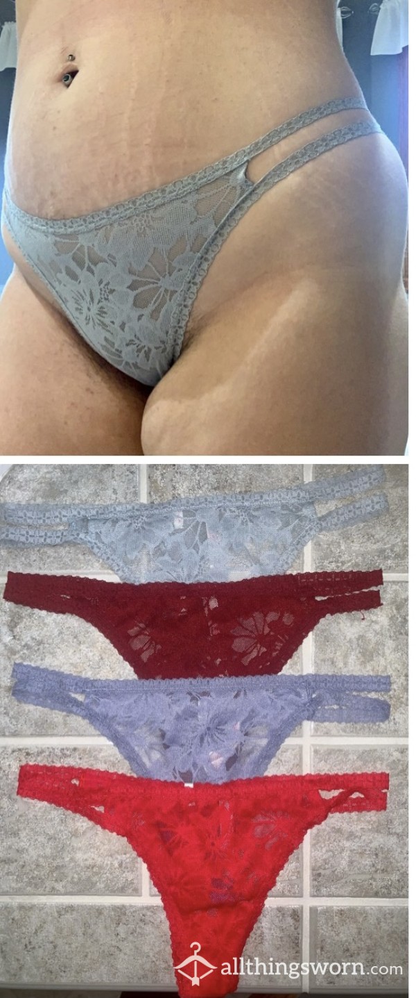 Pink Brand Lace Thongs; Choice Of 4 Colors