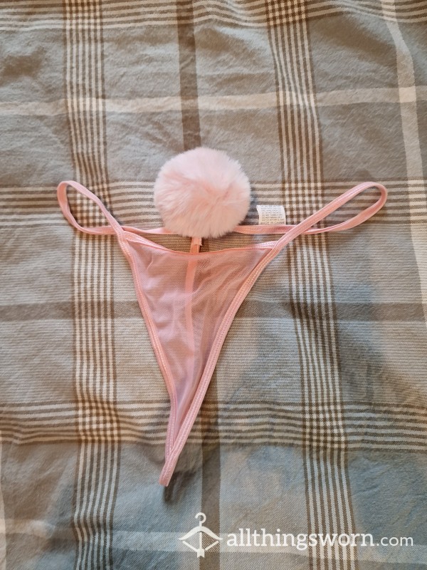 Pink Bunny Tail Thong
