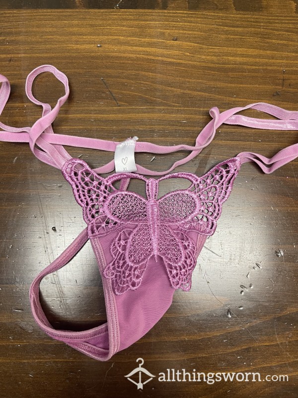 Pink Butterfly Used Thong